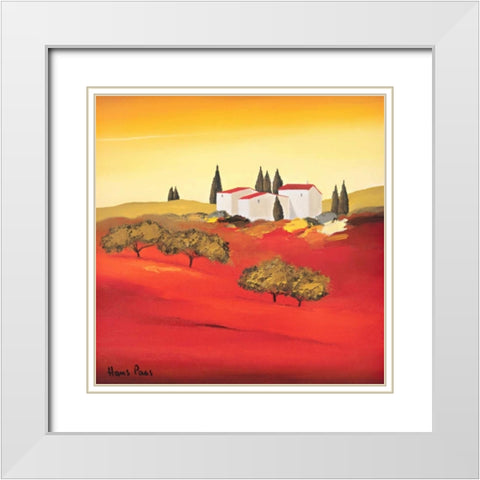 Tuscan red III White Modern Wood Framed Art Print with Double Matting by Paus, Hans