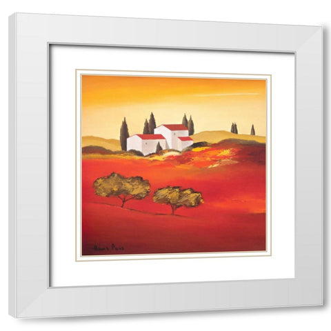 Tuscan red VI White Modern Wood Framed Art Print with Double Matting by Paus, Hans