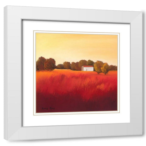 Scarlet Landscape II White Modern Wood Framed Art Print with Double Matting by Paus, Hans