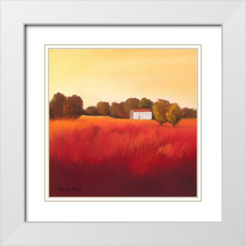 Scarlet Landscape II White Modern Wood Framed Art Print with Double Matting by Paus, Hans