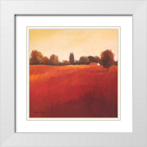 Scarlet Landscape III White Modern Wood Framed Art Print with Double Matting by Paus, Hans