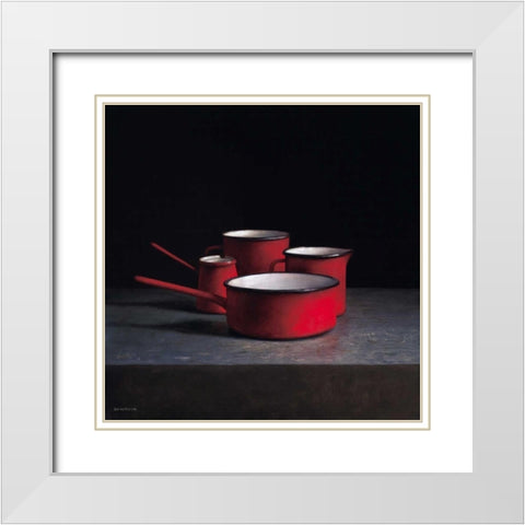 Pots and pans I White Modern Wood Framed Art Print with Double Matting by van Riswick, Jos