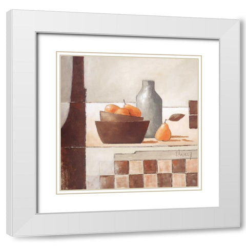 Still life in grey I White Modern Wood Framed Art Print with Double Matting by Heigl, Franz