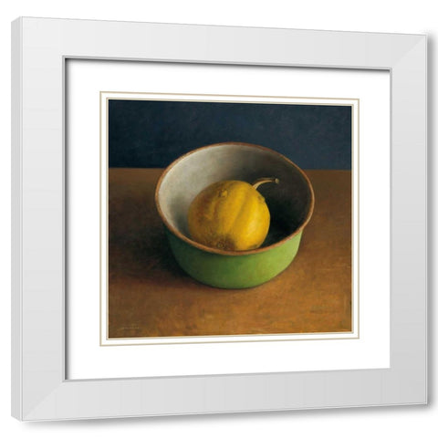 Green bowl I White Modern Wood Framed Art Print with Double Matting by van Riswick, Jos
