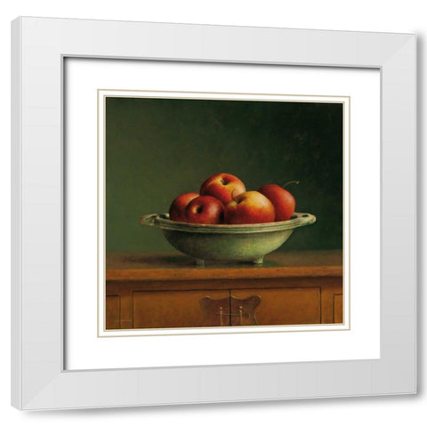 Apples White Modern Wood Framed Art Print with Double Matting by van Riswick, Jos
