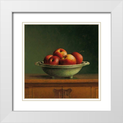Apples White Modern Wood Framed Art Print with Double Matting by van Riswick, Jos
