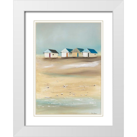 Beach cabins IV White Modern Wood Framed Art Print with Double Matting by Jauneau, Jean