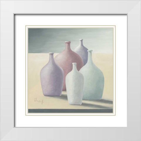 In a row I White Modern Wood Framed Art Print with Double Matting by Heigl, Franz