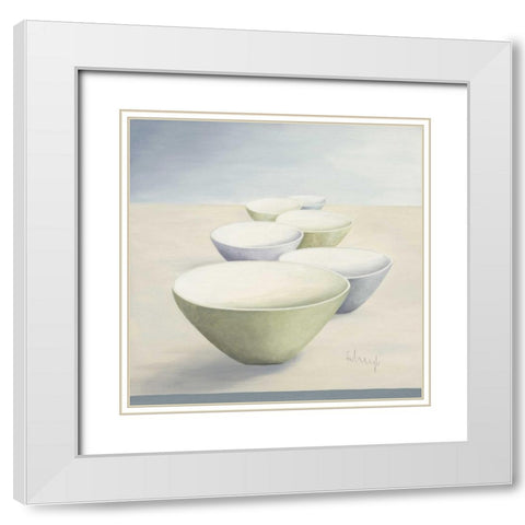In a row II White Modern Wood Framed Art Print with Double Matting by Heigl, Franz