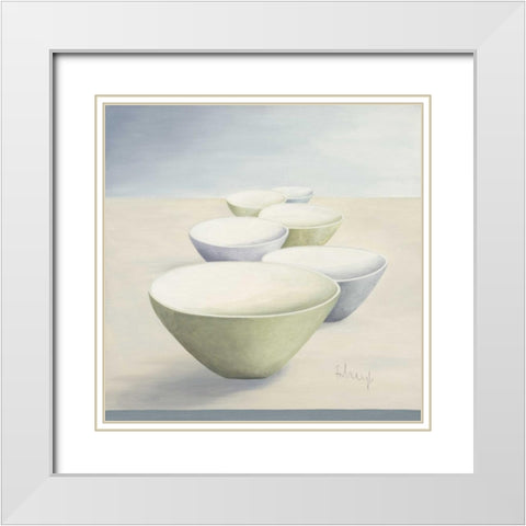 In a row II White Modern Wood Framed Art Print with Double Matting by Heigl, Franz