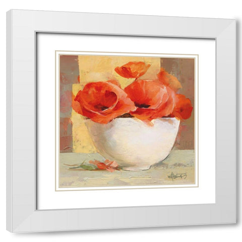Lovely Poppies I White Modern Wood Framed Art Print with Double Matting by Haenraets, Willem