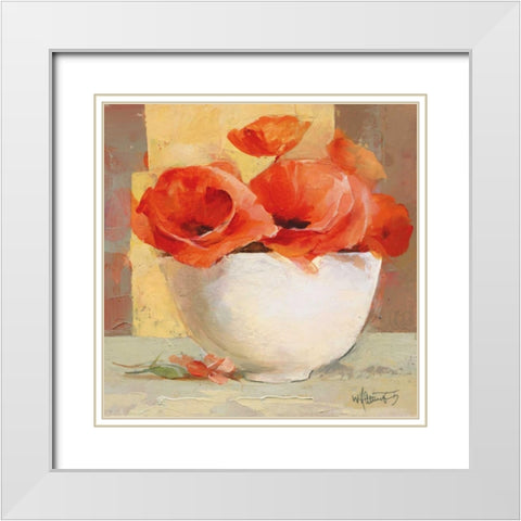 Lovely Poppies I White Modern Wood Framed Art Print with Double Matting by Haenraets, Willem