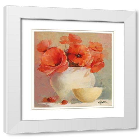 Lovely Poppies II White Modern Wood Framed Art Print with Double Matting by Haenraets, Willem