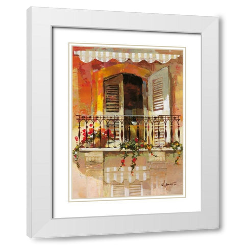 Balcony I White Modern Wood Framed Art Print with Double Matting by Haenraets, Willem