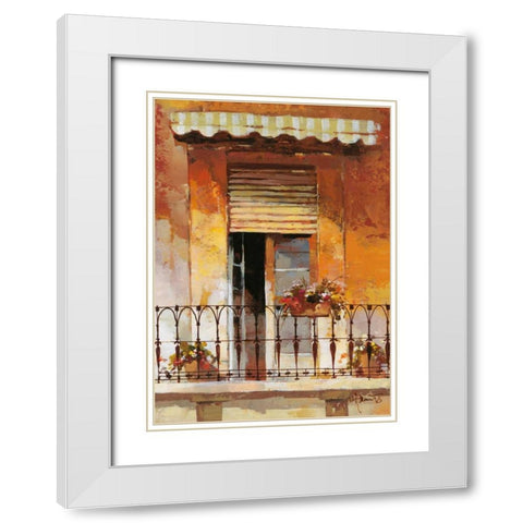 Balcony II White Modern Wood Framed Art Print with Double Matting by Haenraets, Willem