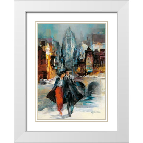 Romance I White Modern Wood Framed Art Print with Double Matting by Haenraets, Willem