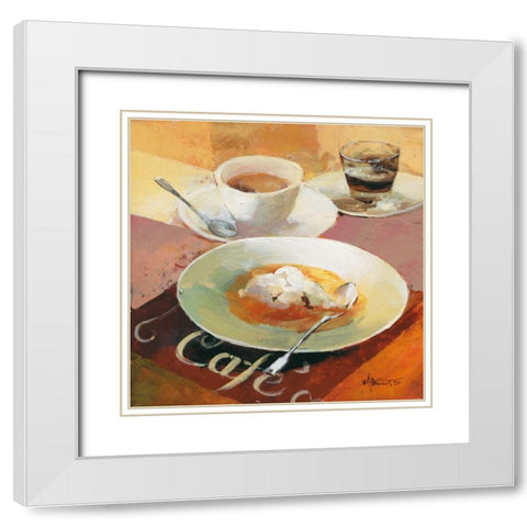 Cafe Grande I White Modern Wood Framed Art Print with Double Matting by Haenraets, Willem