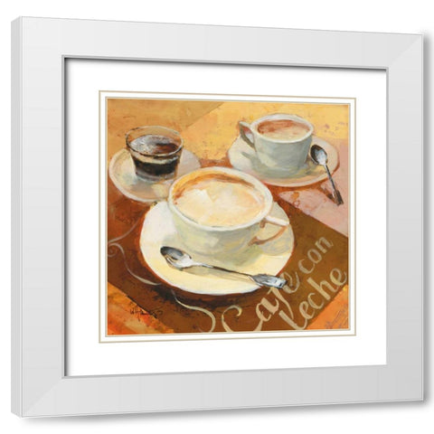 Cafe Grande II White Modern Wood Framed Art Print with Double Matting by Haenraets, Willem
