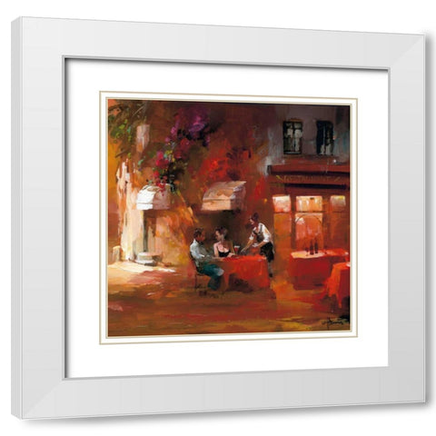 Dinner for two III White Modern Wood Framed Art Print with Double Matting by Haenraets, Willem