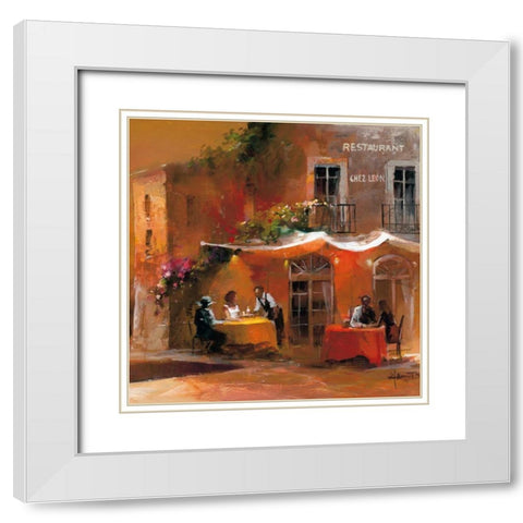 Dinner for two IV White Modern Wood Framed Art Print with Double Matting by Haenraets, Willem