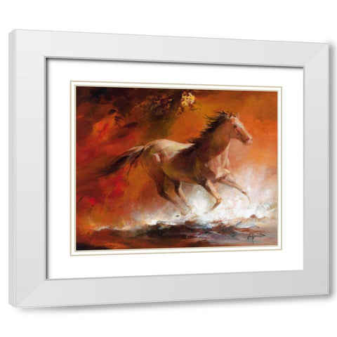 Wild Horses I White Modern Wood Framed Art Print with Double Matting by Haenraets, Willem