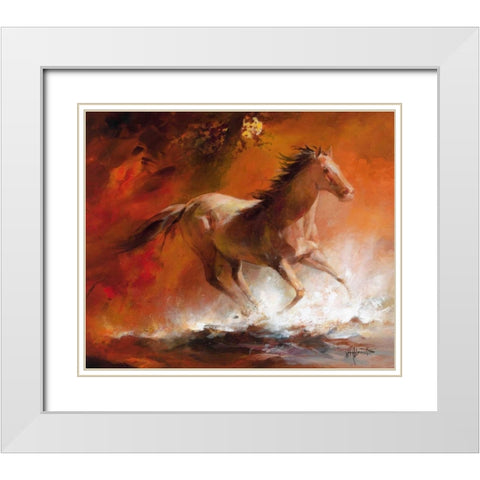 Wild Horses I White Modern Wood Framed Art Print with Double Matting by Haenraets, Willem