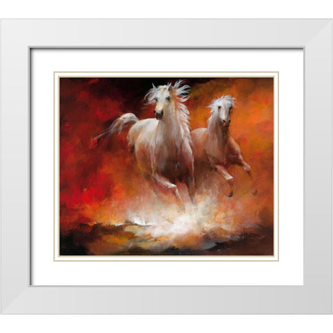 Wild Horses II White Modern Wood Framed Art Print with Double Matting by Haenraets, Willem