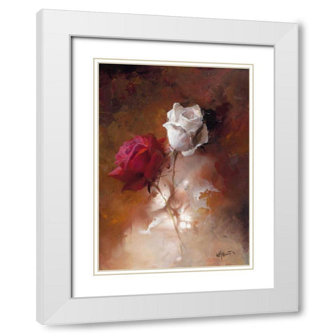 A Couple I White Modern Wood Framed Art Print with Double Matting by Haenraets, Willem
