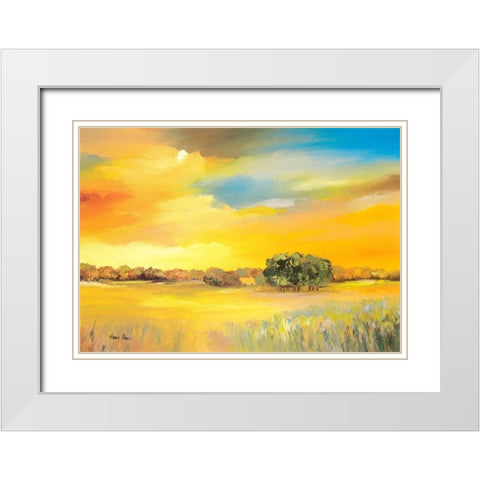 Serene I White Modern Wood Framed Art Print with Double Matting by Paus, Hans