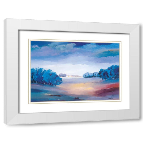 Serene II White Modern Wood Framed Art Print with Double Matting by Paus, Hans