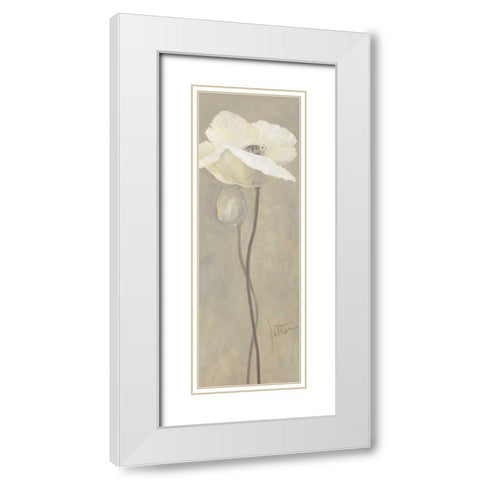 Poppy in white IV White Modern Wood Framed Art Print with Double Matting by Roseboom, Jettie
