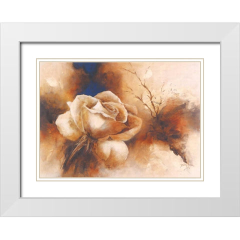 Rose I White Modern Wood Framed Art Print with Double Matting by Jansma, Betty
