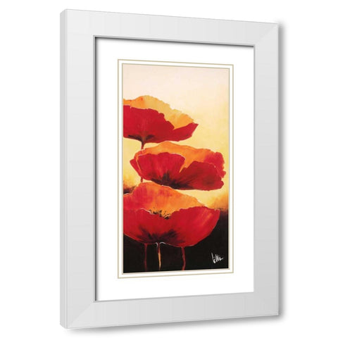 Three red popppies I White Modern Wood Framed Art Print with Double Matting by Roseboom, Jettie