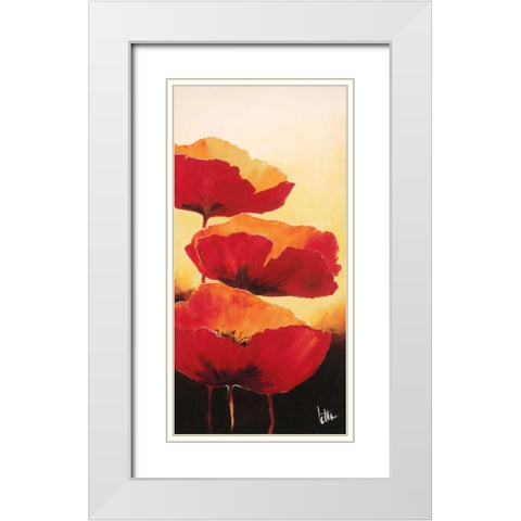 Three red popppies I White Modern Wood Framed Art Print with Double Matting by Roseboom, Jettie