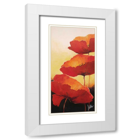 Three red popppies II White Modern Wood Framed Art Print with Double Matting by Roseboom, Jettie