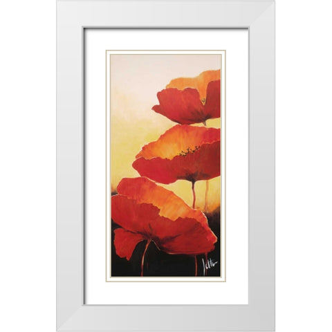 Three red popppies II White Modern Wood Framed Art Print with Double Matting by Roseboom, Jettie