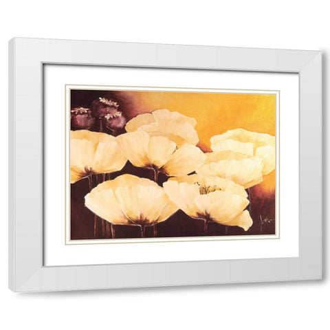 Yellow Poppies I White Modern Wood Framed Art Print with Double Matting by Roseboom, Jettie