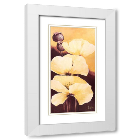 Yellow Poppies III White Modern Wood Framed Art Print with Double Matting by Roseboom, Jettie