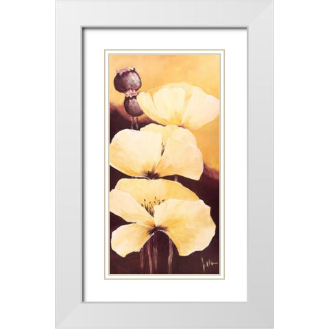 Yellow Poppies III White Modern Wood Framed Art Print with Double Matting by Roseboom, Jettie