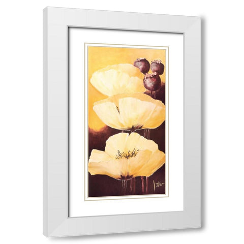 Yellow Poppies IV White Modern Wood Framed Art Print with Double Matting by Roseboom, Jettie