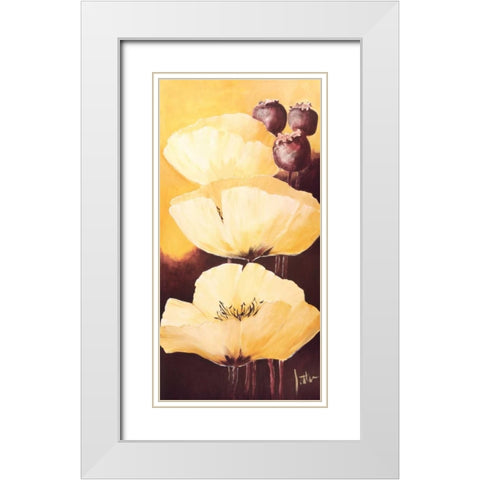 Yellow Poppies IV White Modern Wood Framed Art Print with Double Matting by Roseboom, Jettie