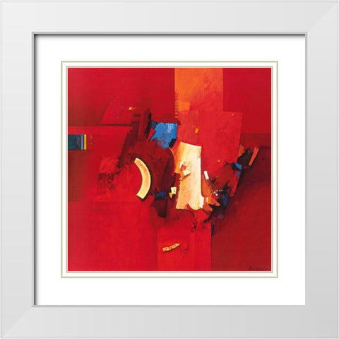 Fighting blue White Modern Wood Framed Art Print with Double Matting by den Boon, Theo