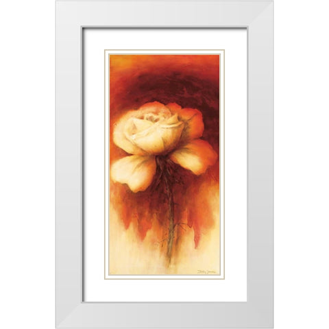 Roses I White Modern Wood Framed Art Print with Double Matting by Jansma, Betty