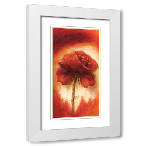 Roses II White Modern Wood Framed Art Print with Double Matting by Jansma, Betty