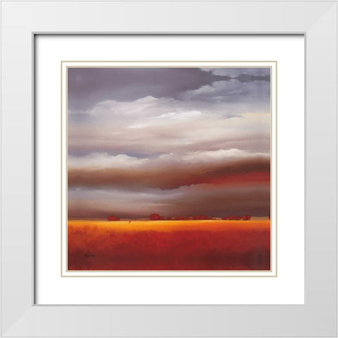 Evening walk II White Modern Wood Framed Art Print with Double Matting by Paus, Hans