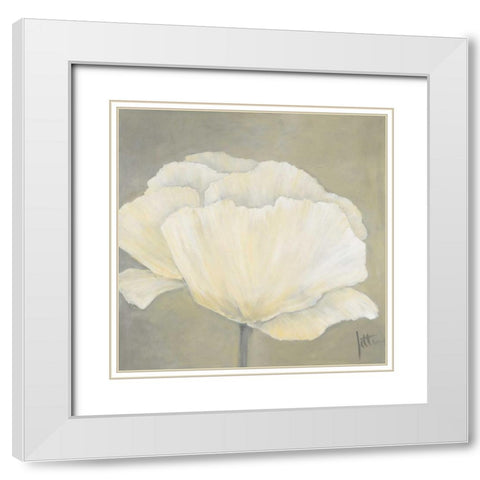 Poppy in white I White Modern Wood Framed Art Print with Double Matting by Roseboom, Jettie