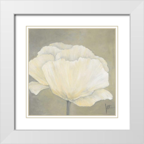 Poppy in white I White Modern Wood Framed Art Print with Double Matting by Roseboom, Jettie