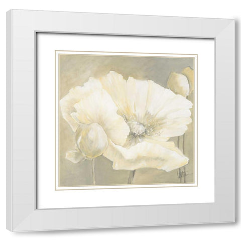 Poppy in white II White Modern Wood Framed Art Print with Double Matting by Roseboom, Jettie