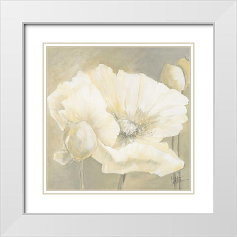 Poppy in white II White Modern Wood Framed Art Print with Double Matting by Roseboom, Jettie