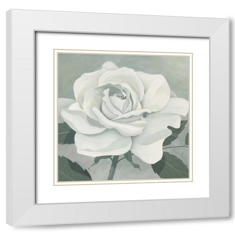 Rose One White Modern Wood Framed Art Print with Double Matting by Heigl, Franz